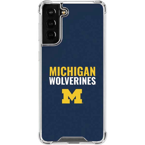 University of Michigan Wolverines M Galaxy S21 FE Clear Case